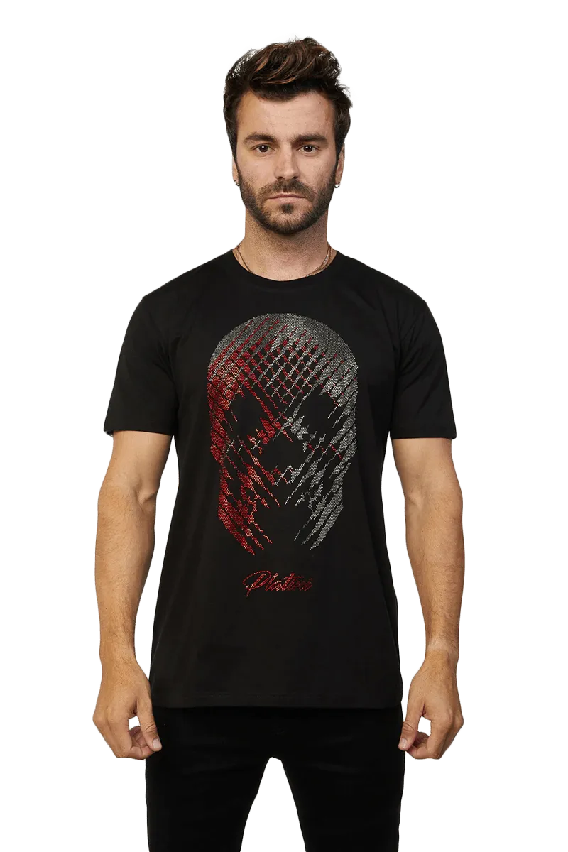 Platini Black Cotton Rhinestone Original Print T-Shirt