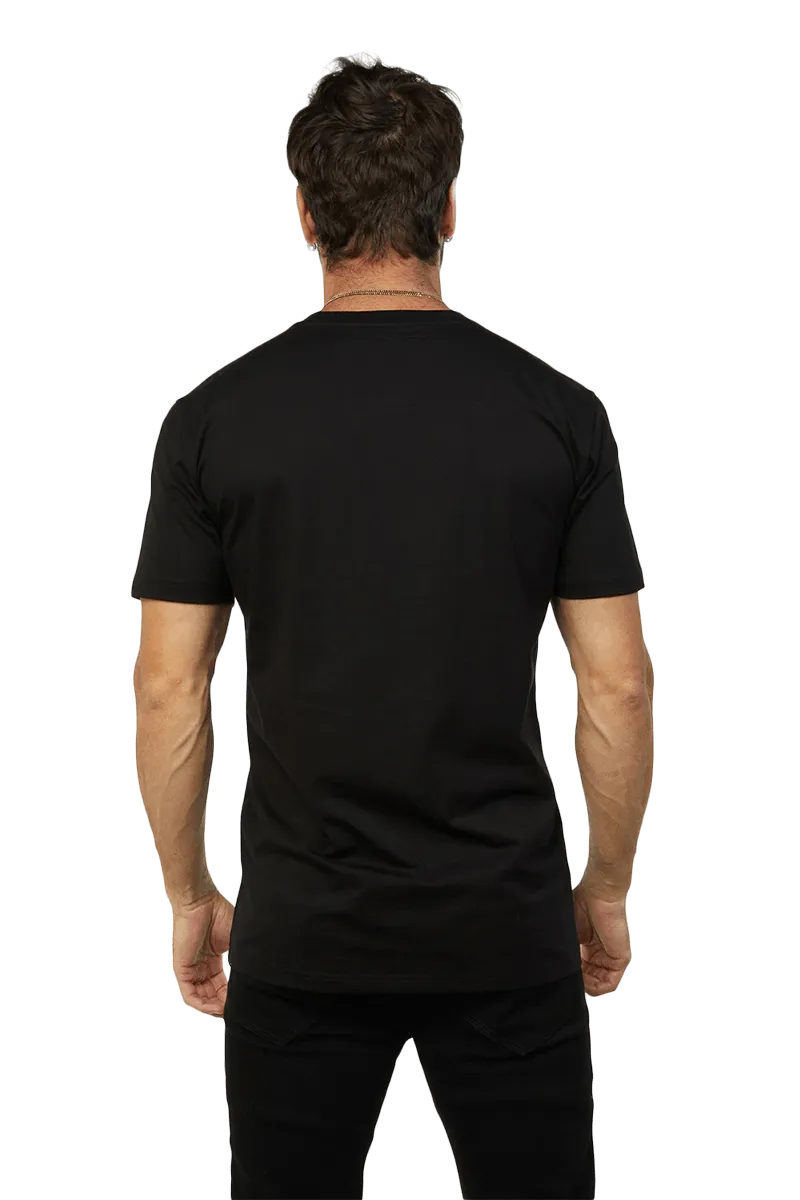 Platini Black Cotton Rhinestone Original Print T-Shirt