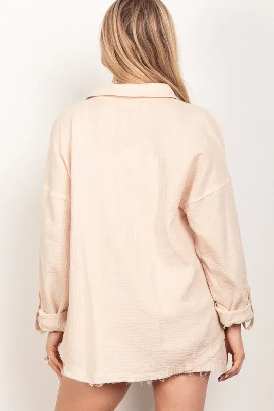 PLUS SIZE Gauze Woven Shirt Top