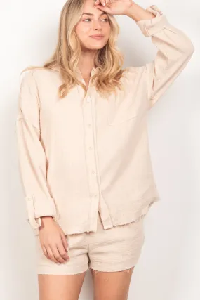 PLUS SIZE Gauze Woven Shirt Top