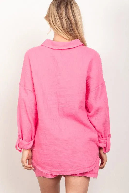 PLUS SIZE Gauze Woven Shirt Top