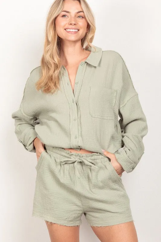 PLUS SIZE Gauze Woven Shirt Top