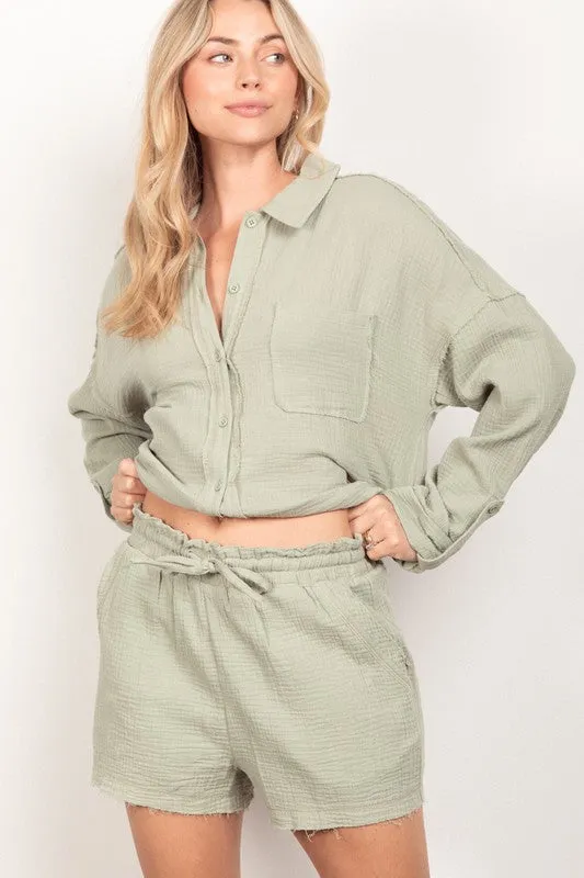 PLUS SIZE Gauze Woven Shirt Top