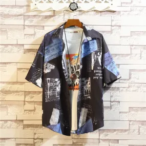Print Brand Summer Men's Beach Shirt Fashion Short Sleeve Floral Loose Casual Plus OverSIZE M-4XL 5XL Hawaiian