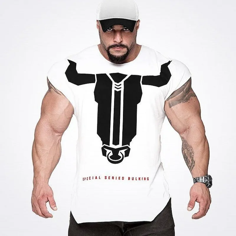 Ryan Body Builder Men Gyms Fitness Slim T-shirt Workout Cotton Tops
