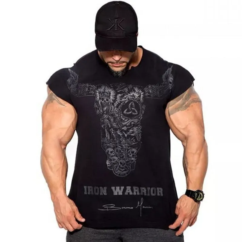 Ryan Body Builder Men Gyms Fitness Slim T-shirt Workout Cotton Tops