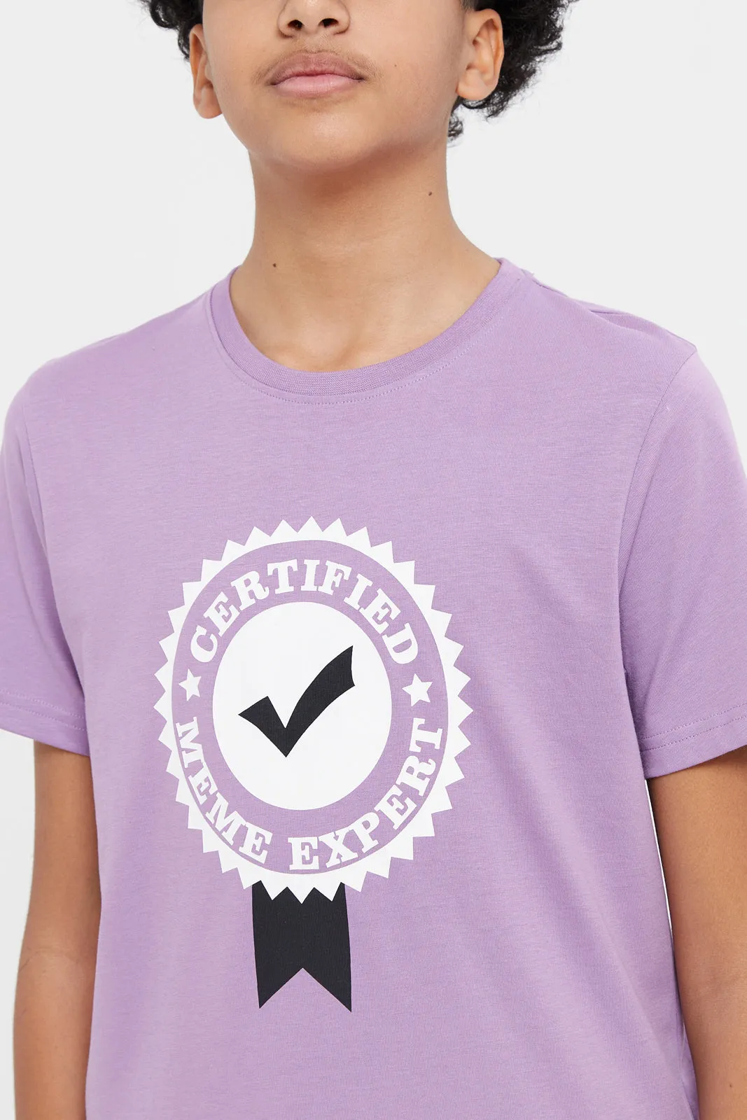 Senior Boys Lilac Certified Short Sleeve Graphic T-Shirt