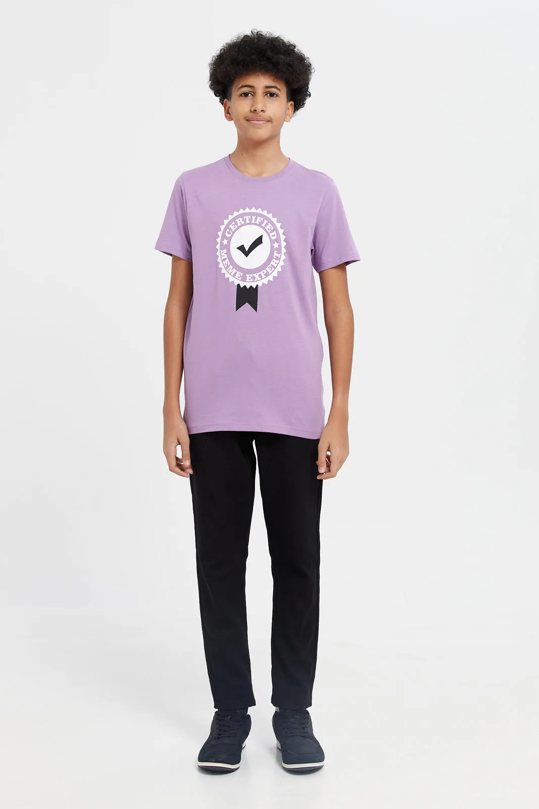Senior Boys Lilac Certified Short Sleeve Graphic T-Shirt