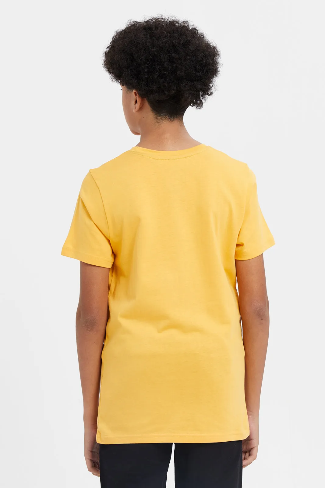 Senior Boys Mustard Lion Face Short Sleeve Graphic T-Shirt