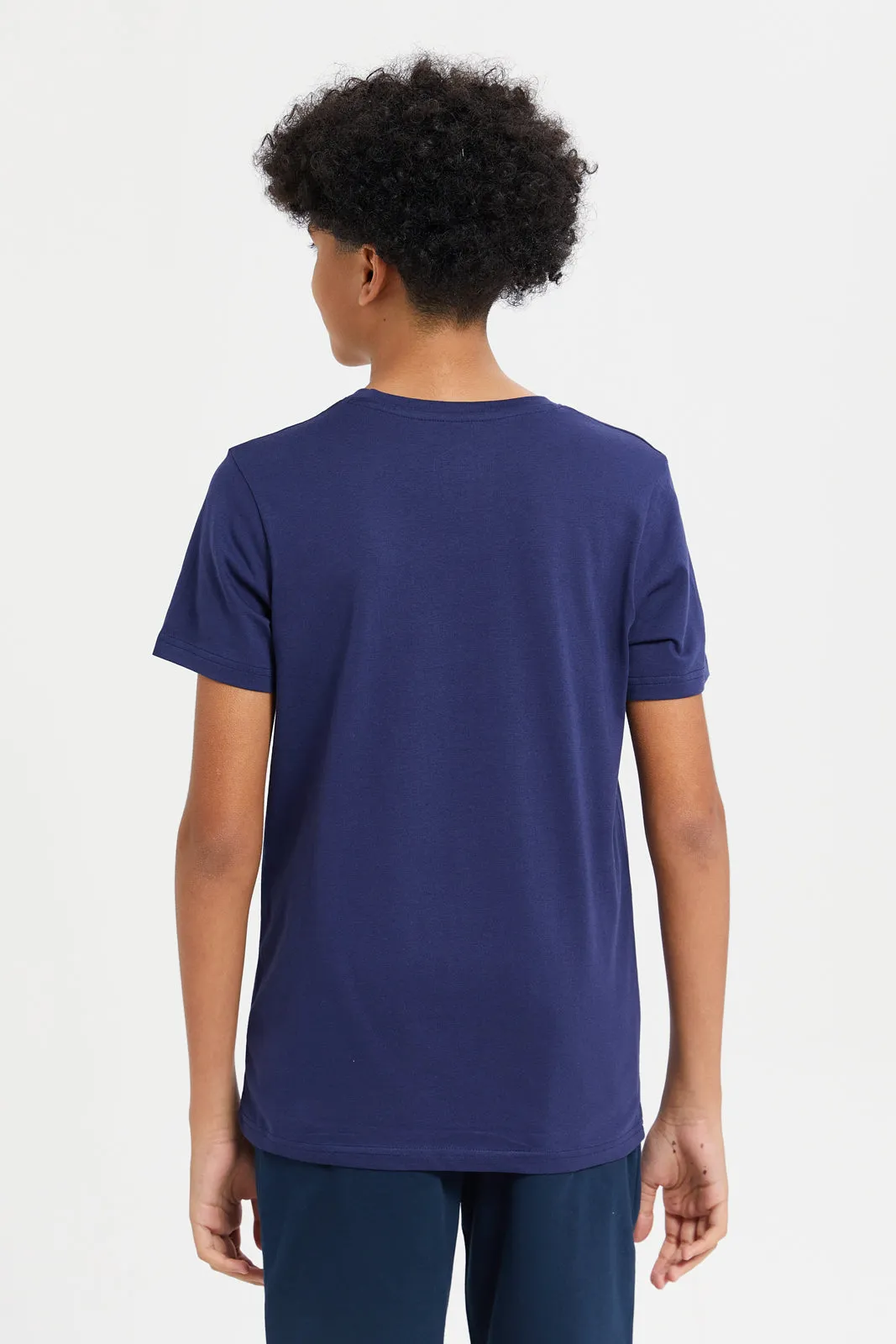 Senior Boys Navy Ny Short Sleeve Graphic T-Shirt