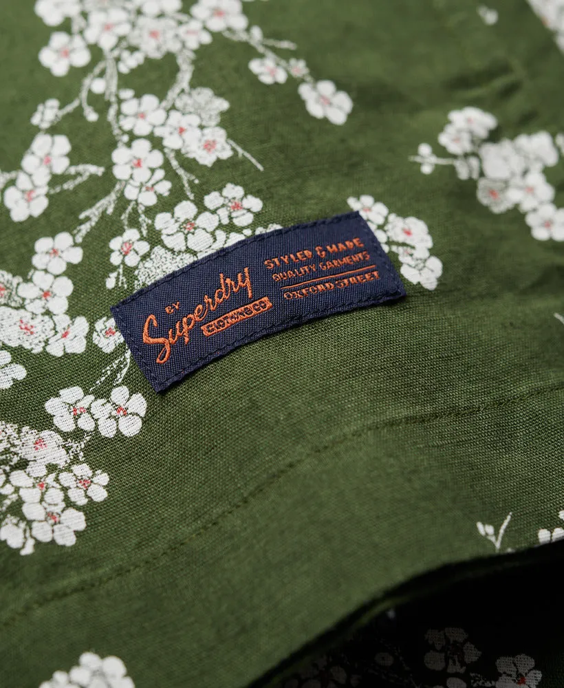 Short Sleeve Beach Shirt - Olive Blossom