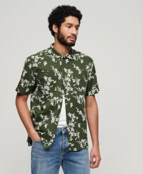 Short Sleeve Beach Shirt - Olive Blossom