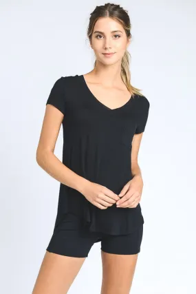 SHORT SLEEVE V-NECK T-SHIRT (BLACK)