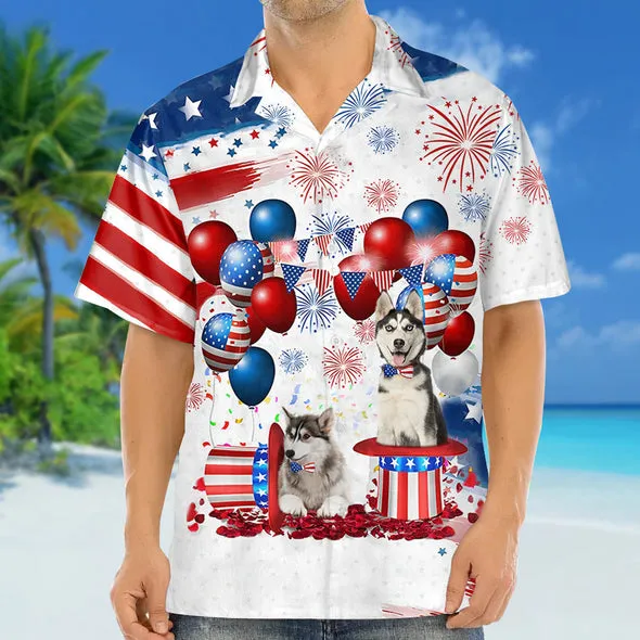 Siberian Husky Independence Day Hawaiian Shirt for men and women, 4th of july hawaiian shirt