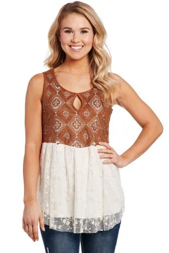 Sidran Ladies Tunic Length Lasercut Top Style CG70709