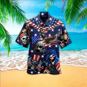 Skull American flag Hawaiian Shirt, Gift For Skull Lovers, Hawaiian shirt for Men, Women, Adult