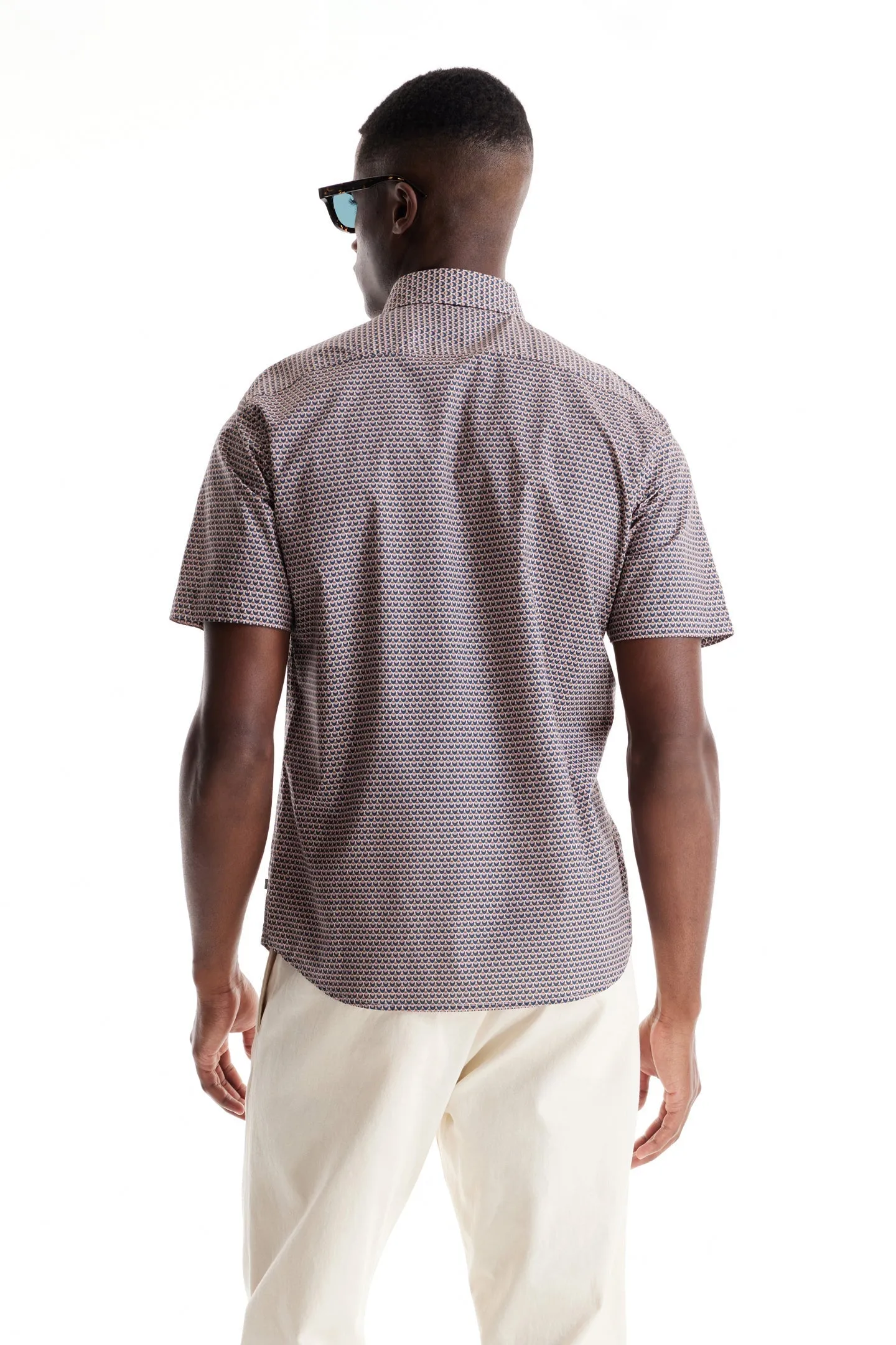 Soft Cloth Collar Shirt in Italian Poplin - Blush Beverly Pop Print