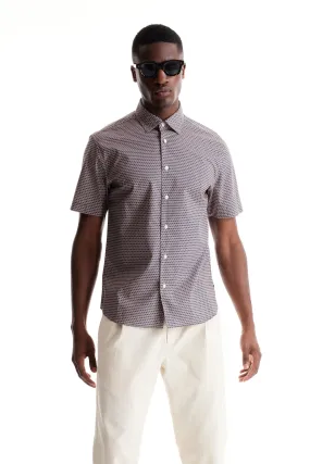 Soft Cloth Collar Shirt in Italian Poplin - Blush Beverly Pop Print