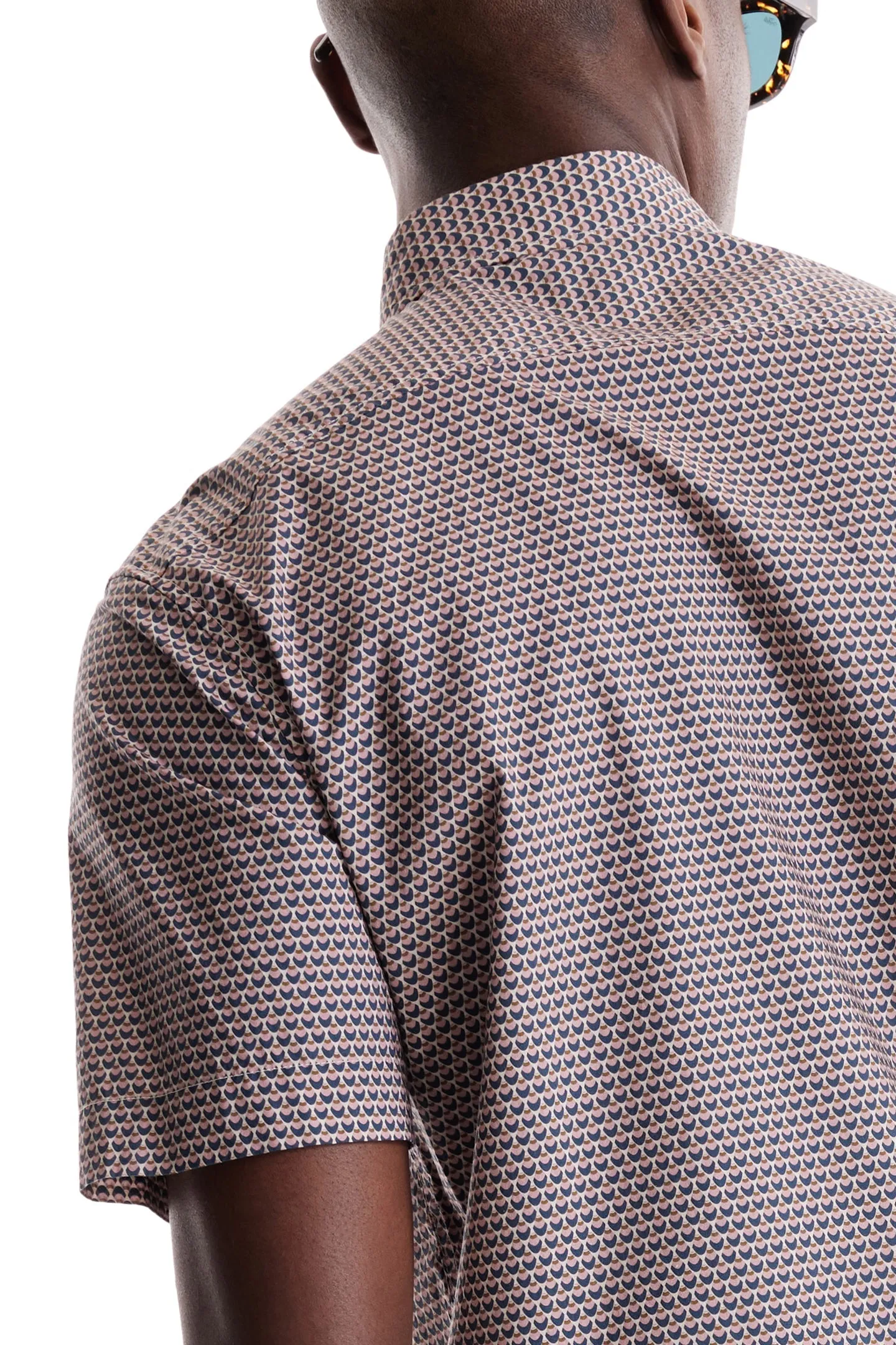Soft Cloth Collar Shirt in Italian Poplin - Blush Beverly Pop Print