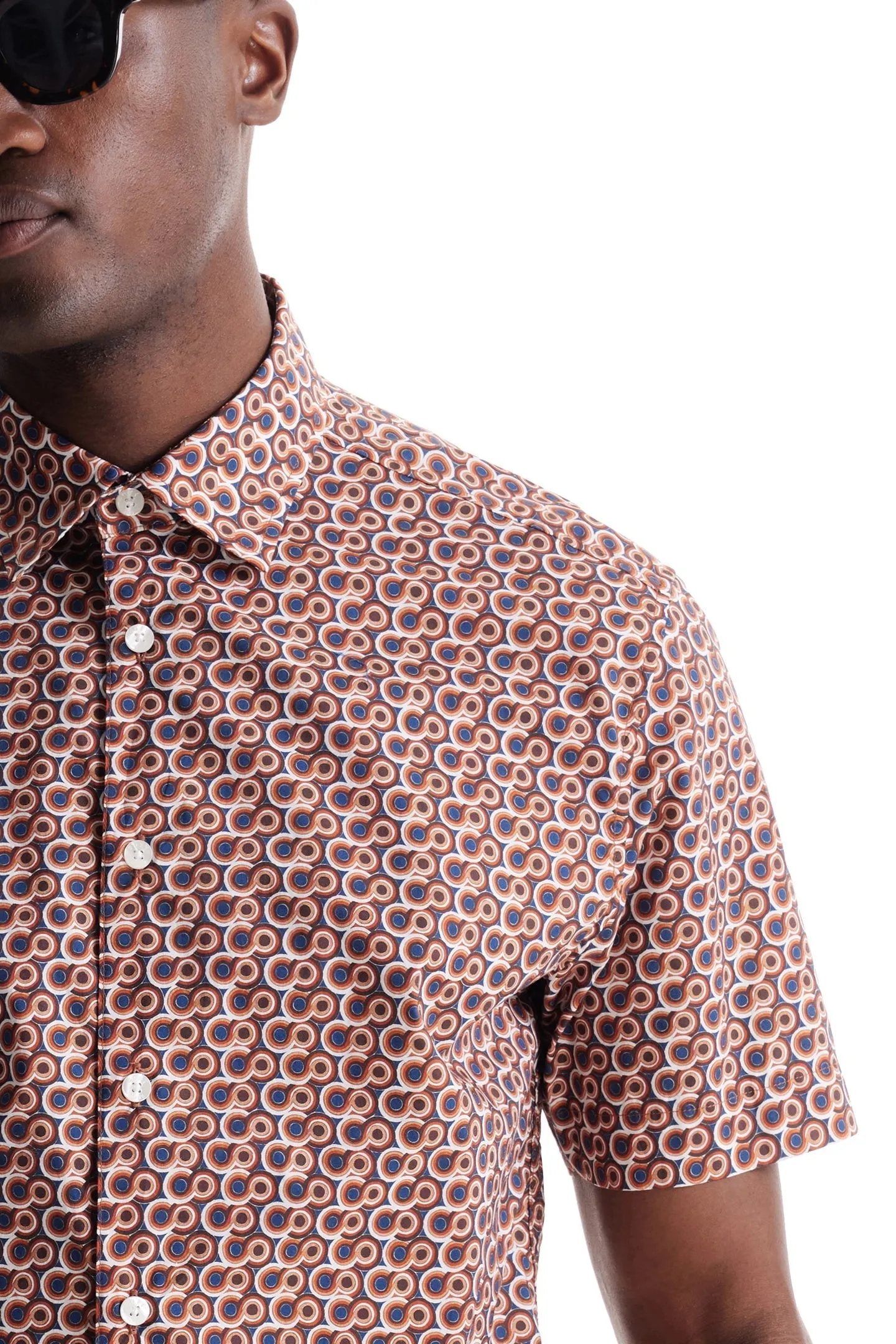 Soft Cloth Collar Shirt in Italian Poplin - Energy Beverly Pop Print