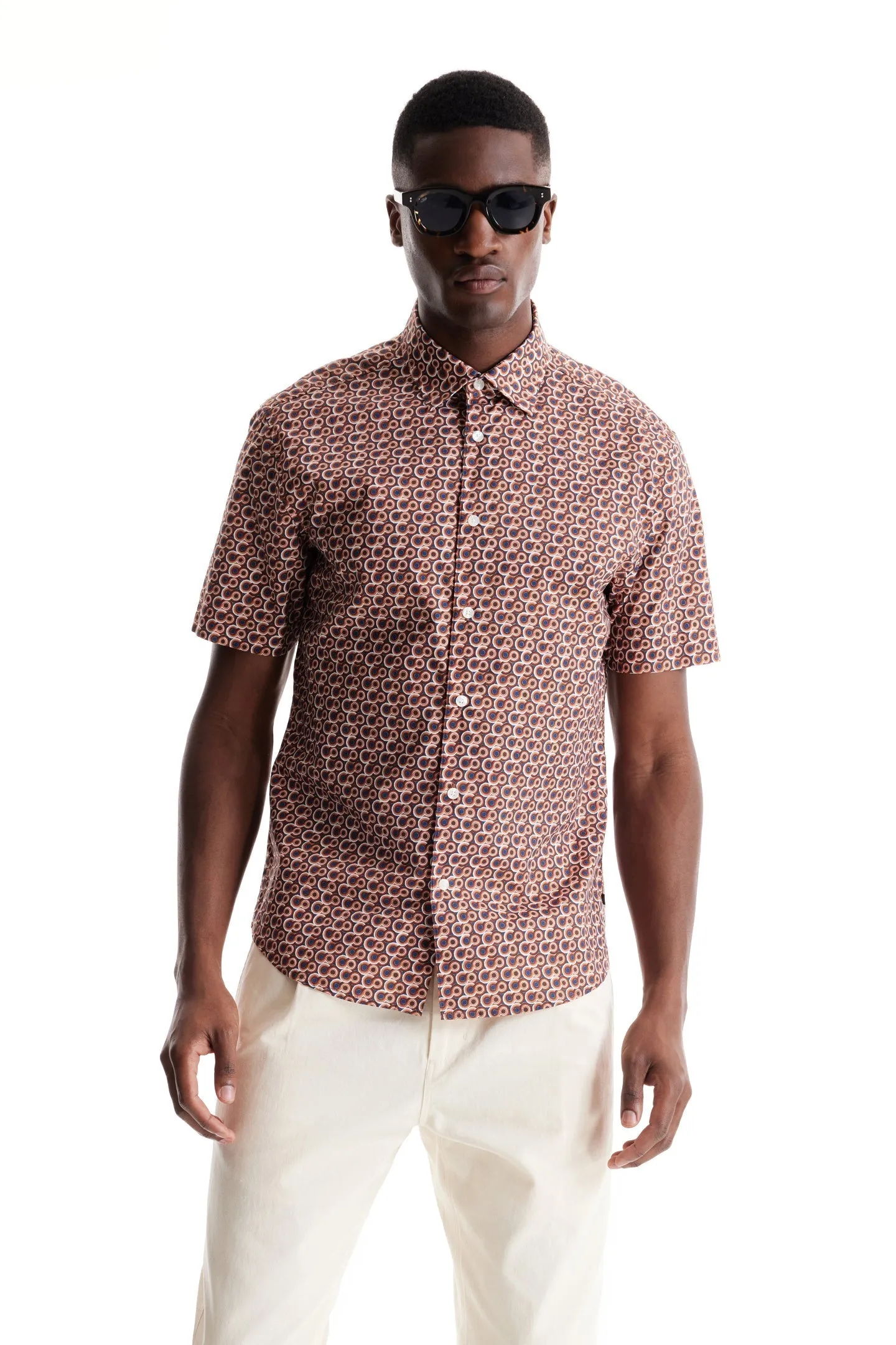 Soft Cloth Collar Shirt in Italian Poplin - Energy Beverly Pop Print