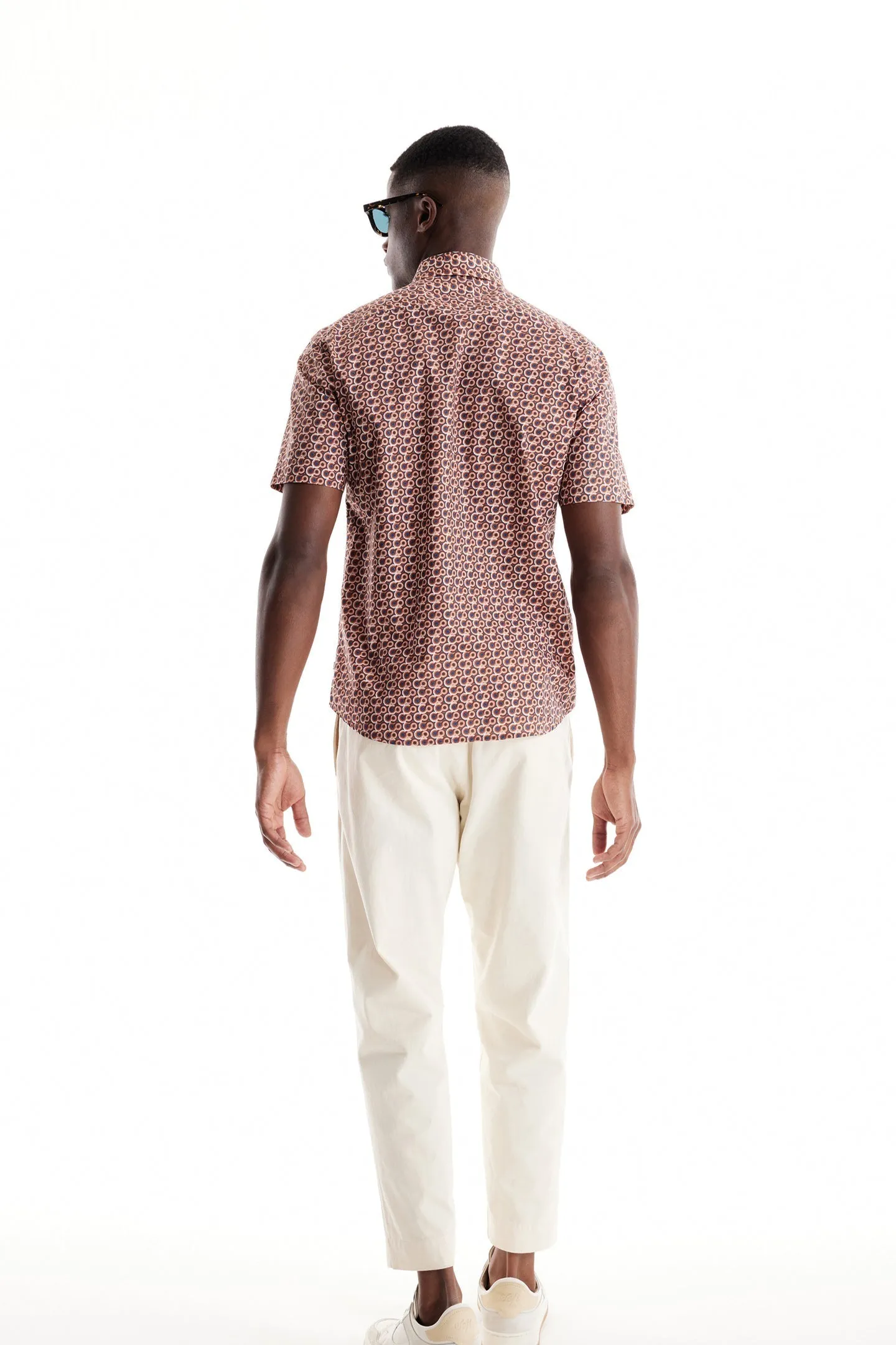 Soft Cloth Collar Shirt in Italian Poplin - Energy Beverly Pop Print