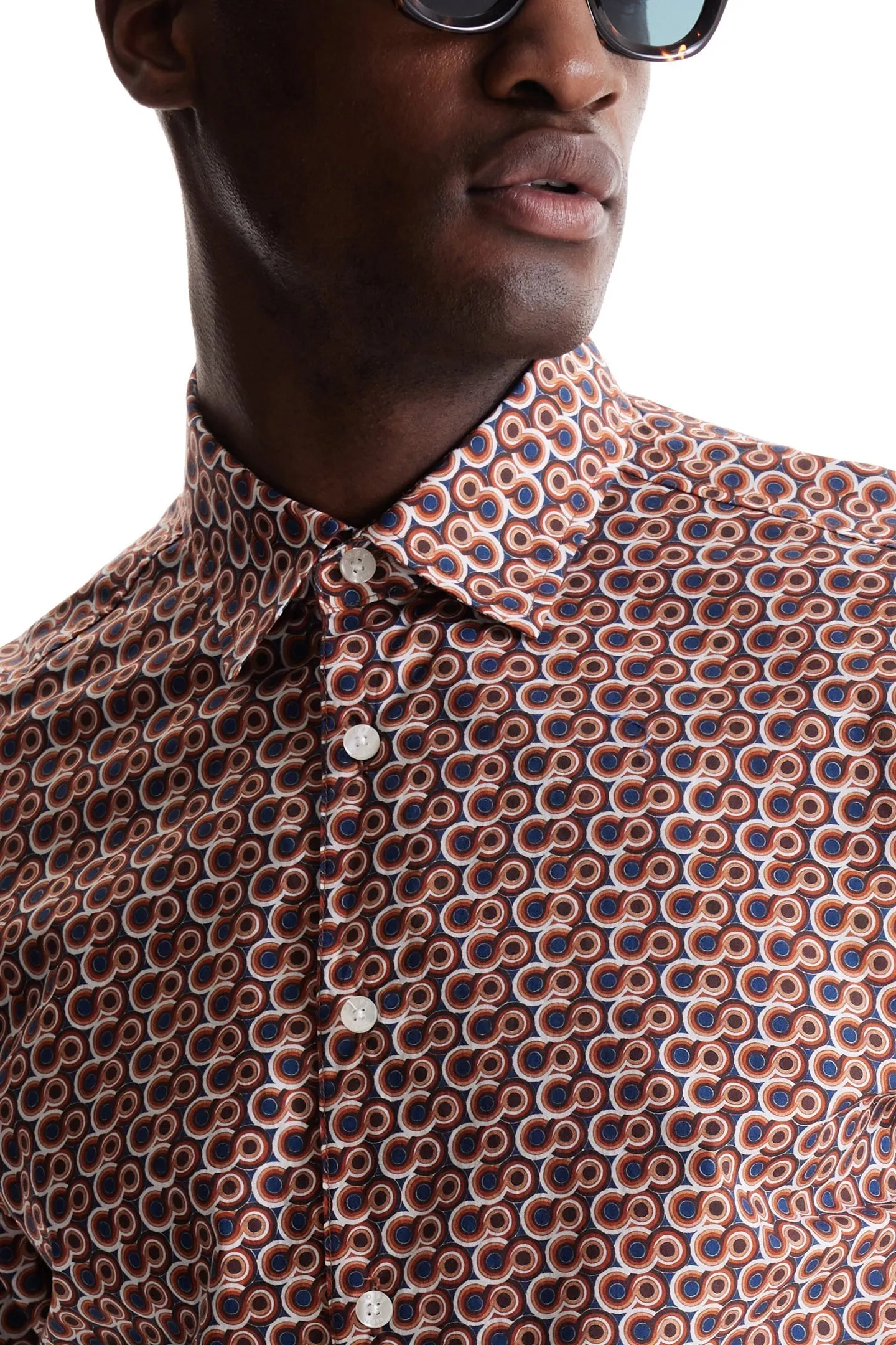 Soft Cloth Collar Shirt in Italian Poplin - Energy Beverly Pop Print
