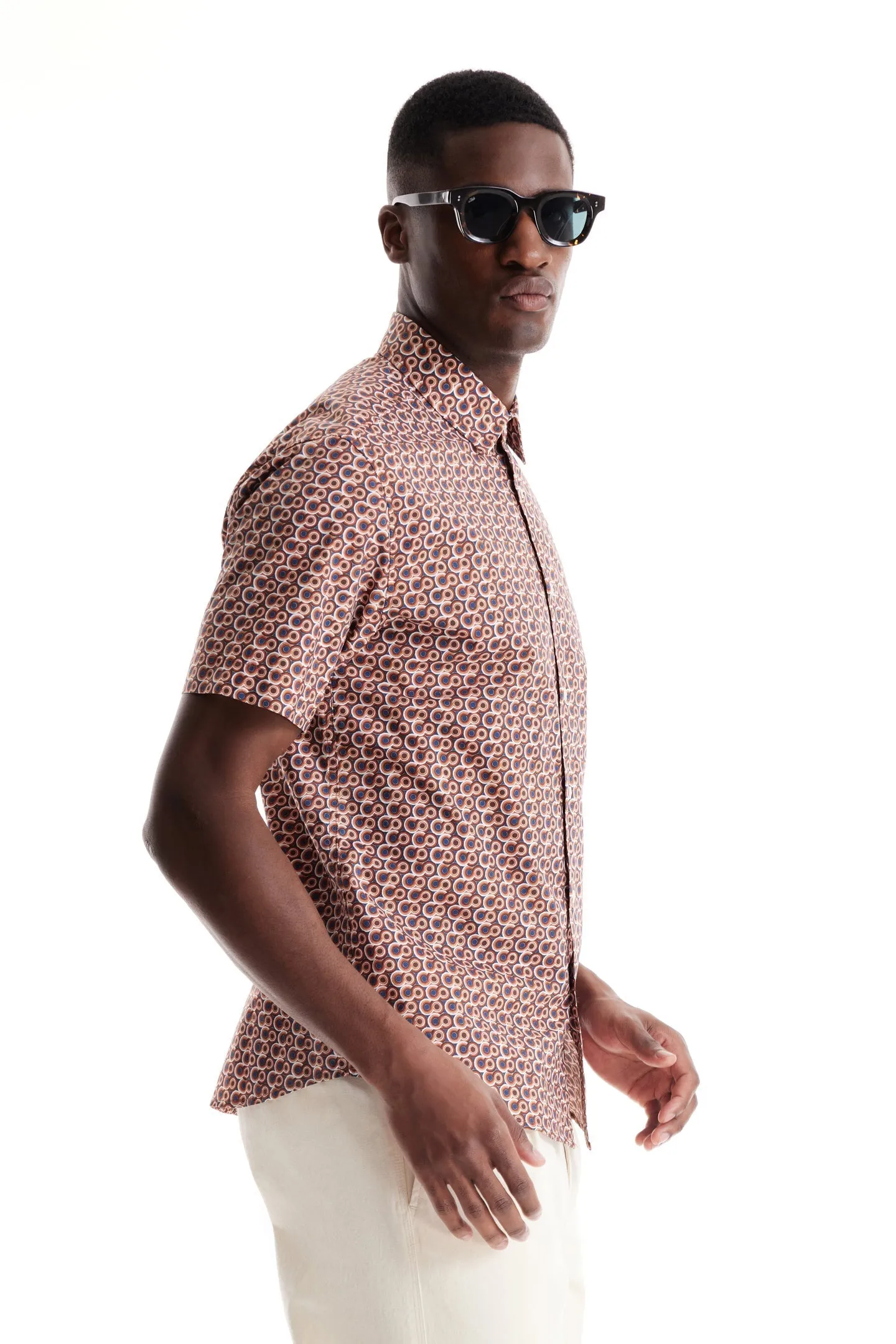 Soft Cloth Collar Shirt in Italian Poplin - Energy Beverly Pop Print