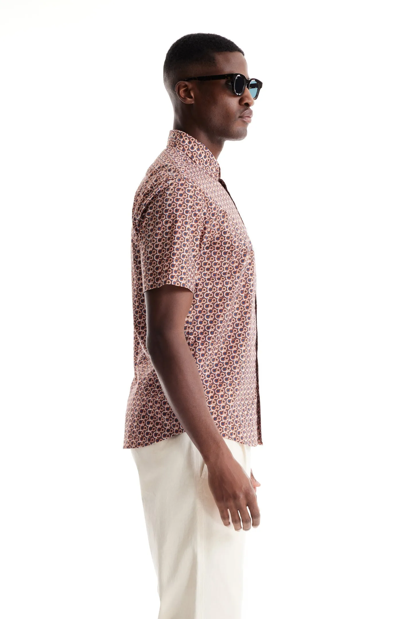 Soft Cloth Collar Shirt in Italian Poplin - Energy Beverly Pop Print