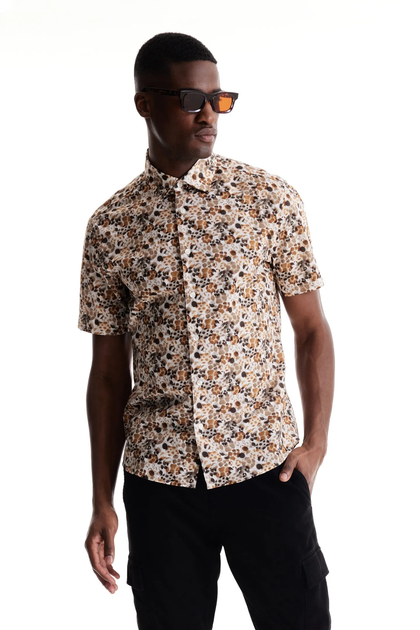 Soft Cloth Collar Shirt in Italian Poplin - Natural Wilderness