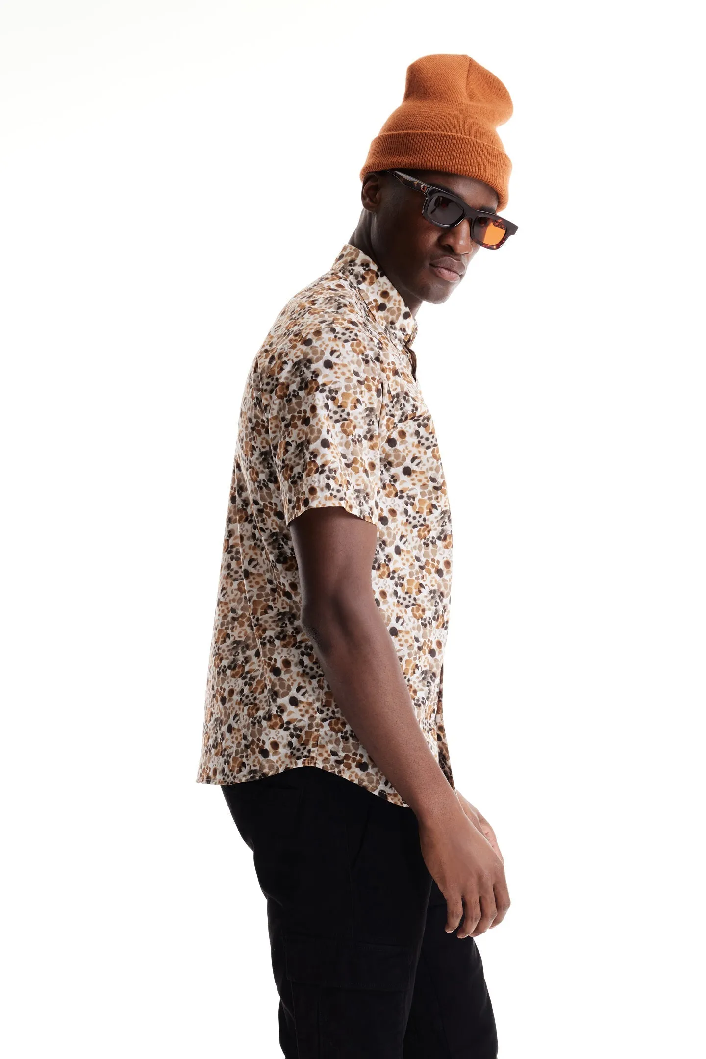 Soft Cloth Collar Shirt in Italian Poplin - Natural Wilderness