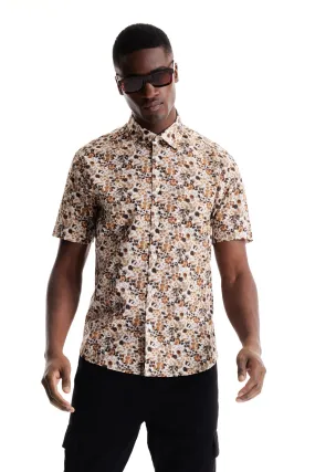 Soft Cloth Collar Shirt in Italian Poplin - Natural Wilderness