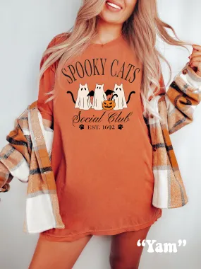 Spooky Ghost Cats Social Club Halloween Comfort Colors® Tshirt