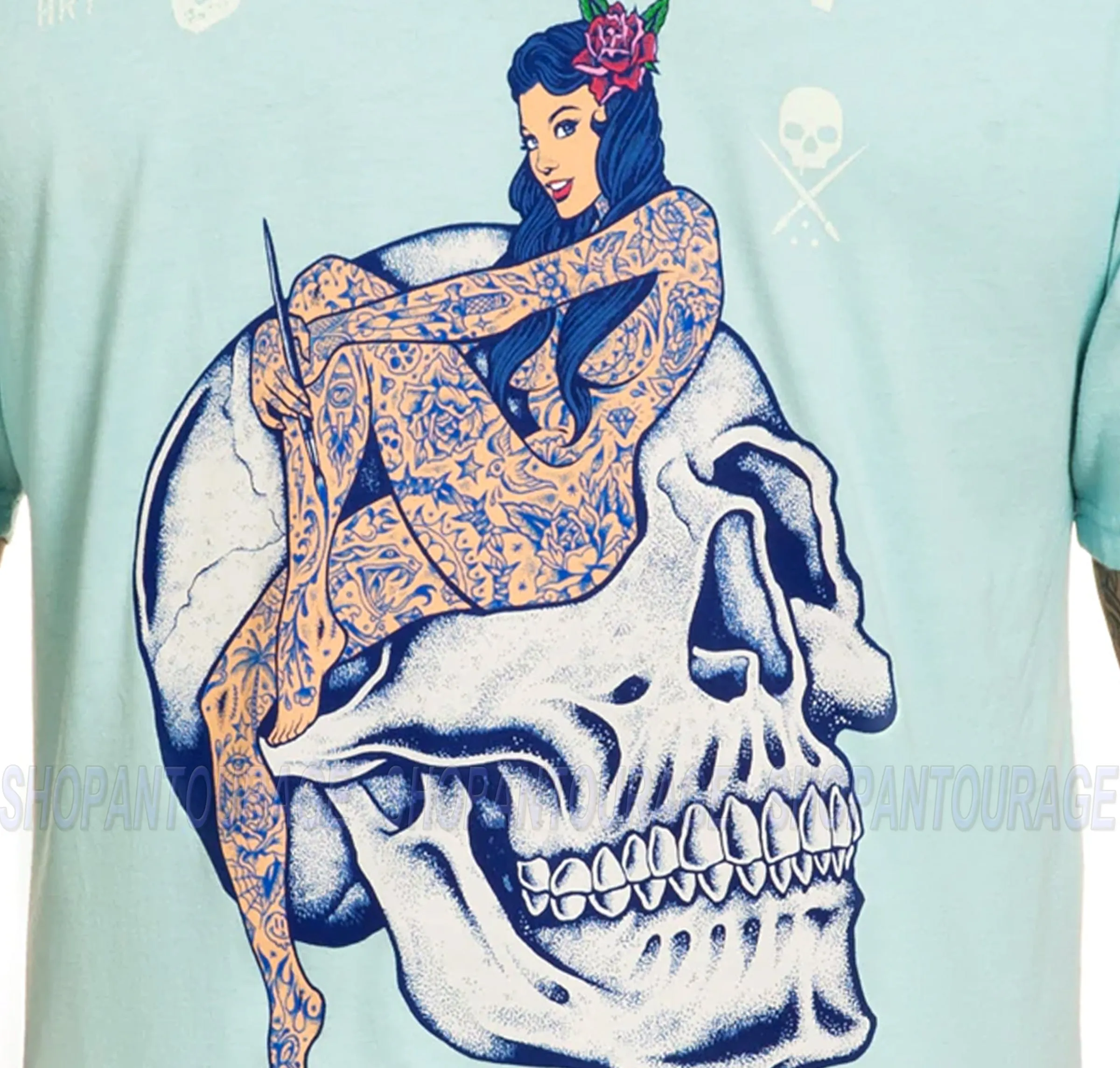 Sullen Academy Jade Green SCM4304 Short Sleeve Graphic Tattoo T-shirt For Men