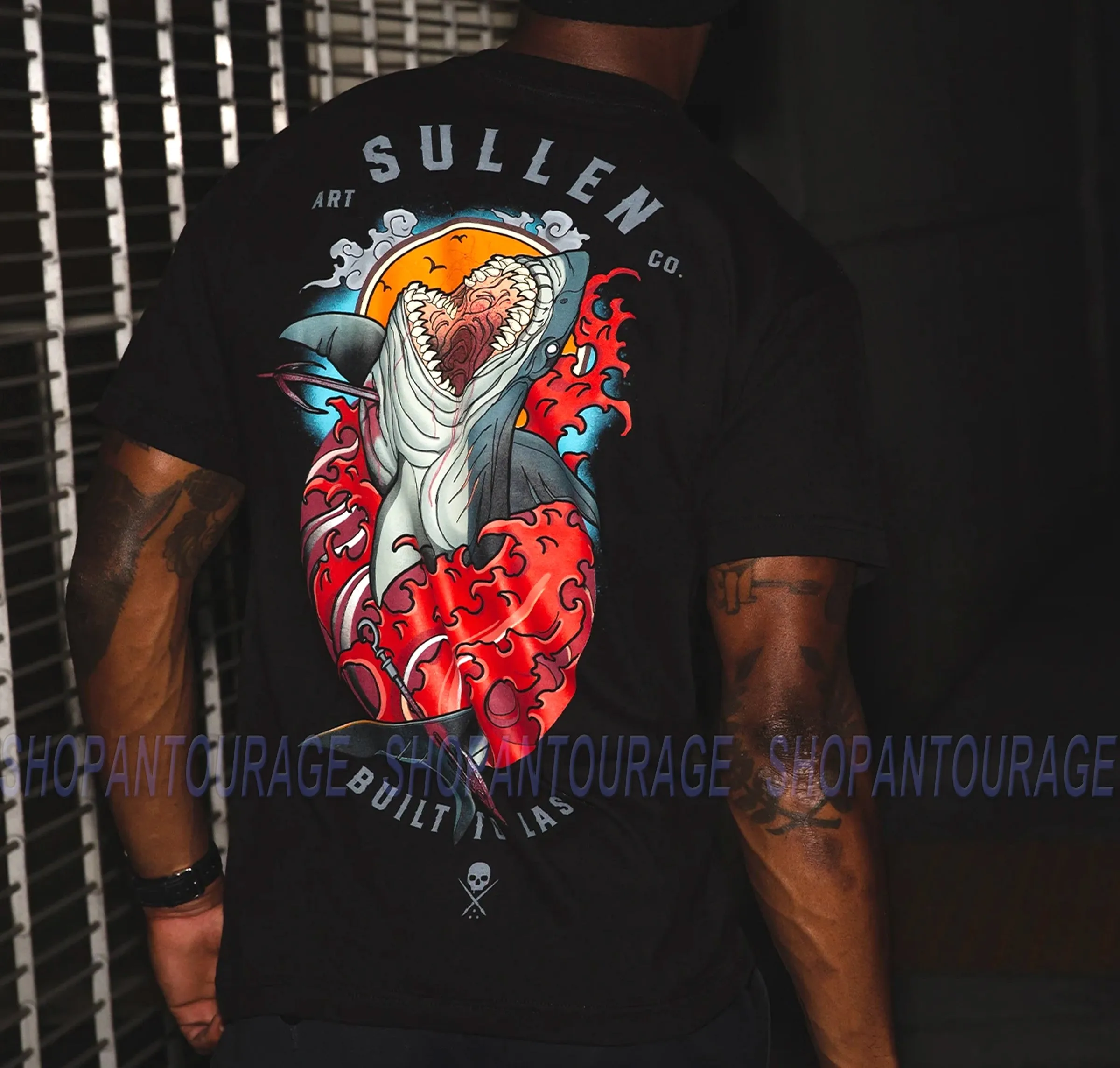 Sullen Blood In The Water Standard Fit SCM4100 Short Sleeve Graphic Tattoo T-shirt For Men - Black