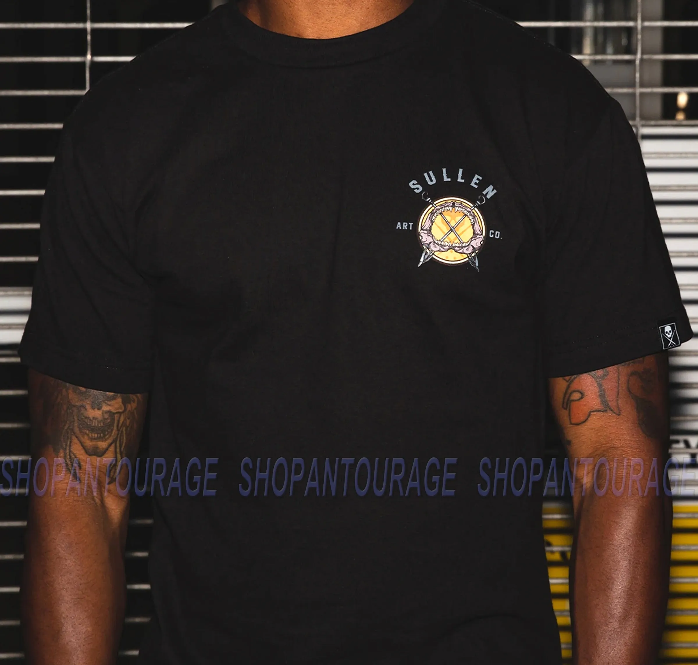 Sullen Blood In The Water Standard Fit SCM4100 Short Sleeve Graphic Tattoo T-shirt For Men - Black