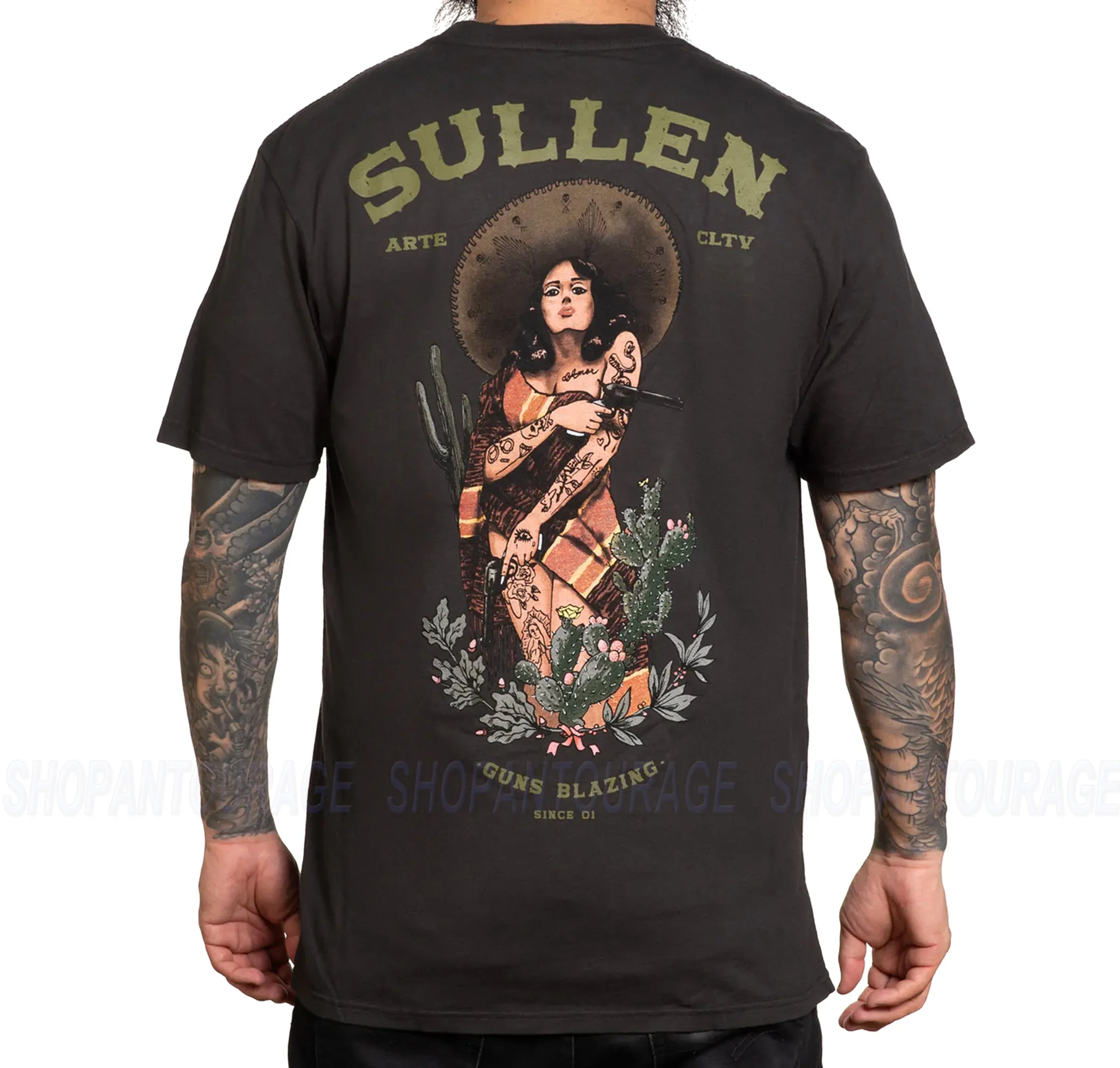 Sullen Guns Blazing Premium Fit SCM6701 Short Sleeve T-shirt For Men | 2 Colors