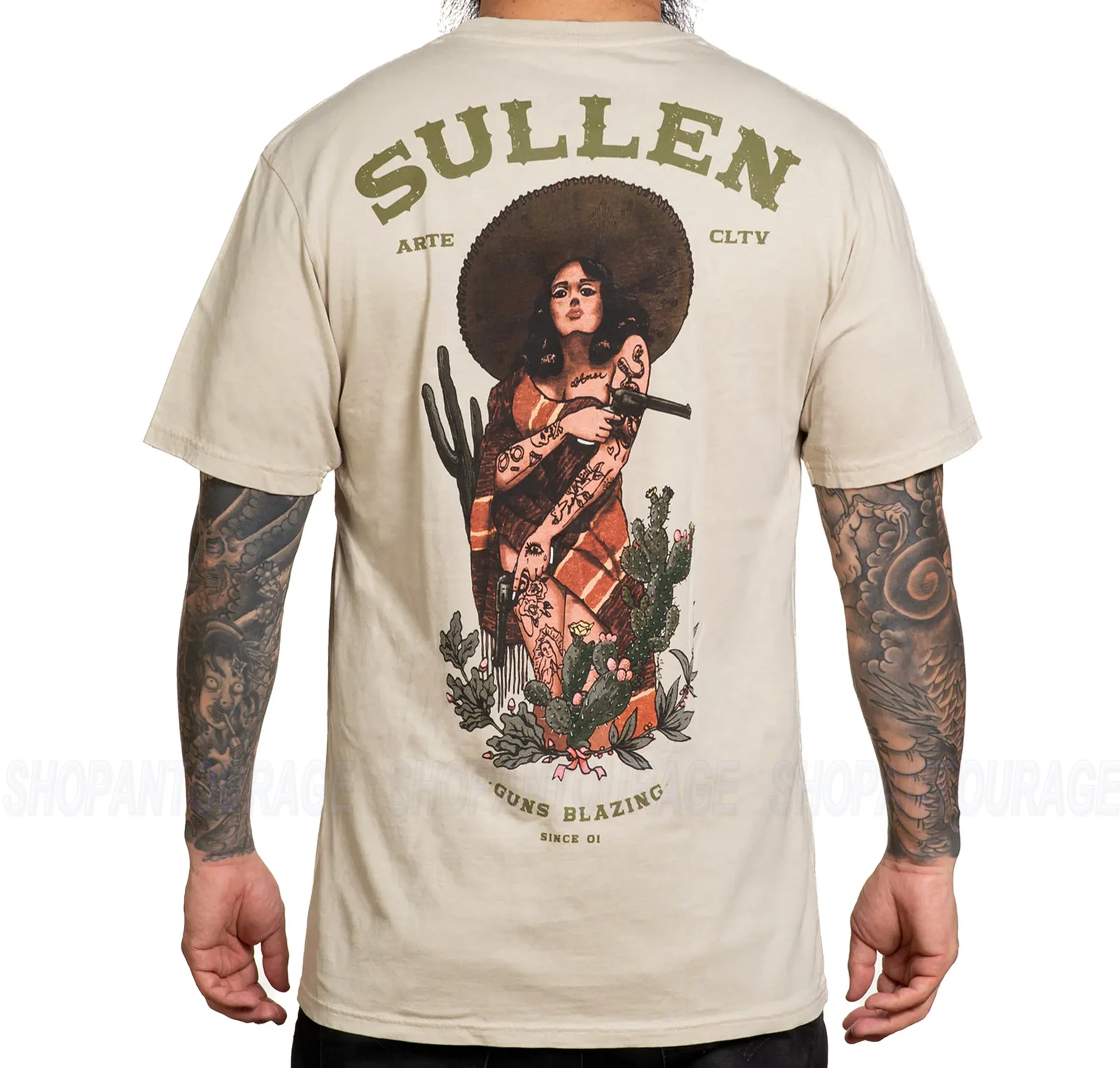 Sullen Guns Blazing Premium Fit SCM6701 Short Sleeve T-shirt For Men | 2 Colors