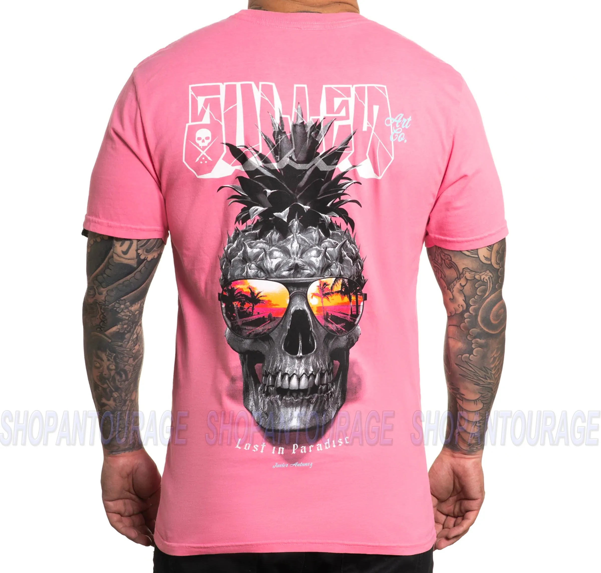 Sullen Pineapple Paradise SCM4340 Premium Short Sleeve Tattoo T-shirt for Men | 2 Colors