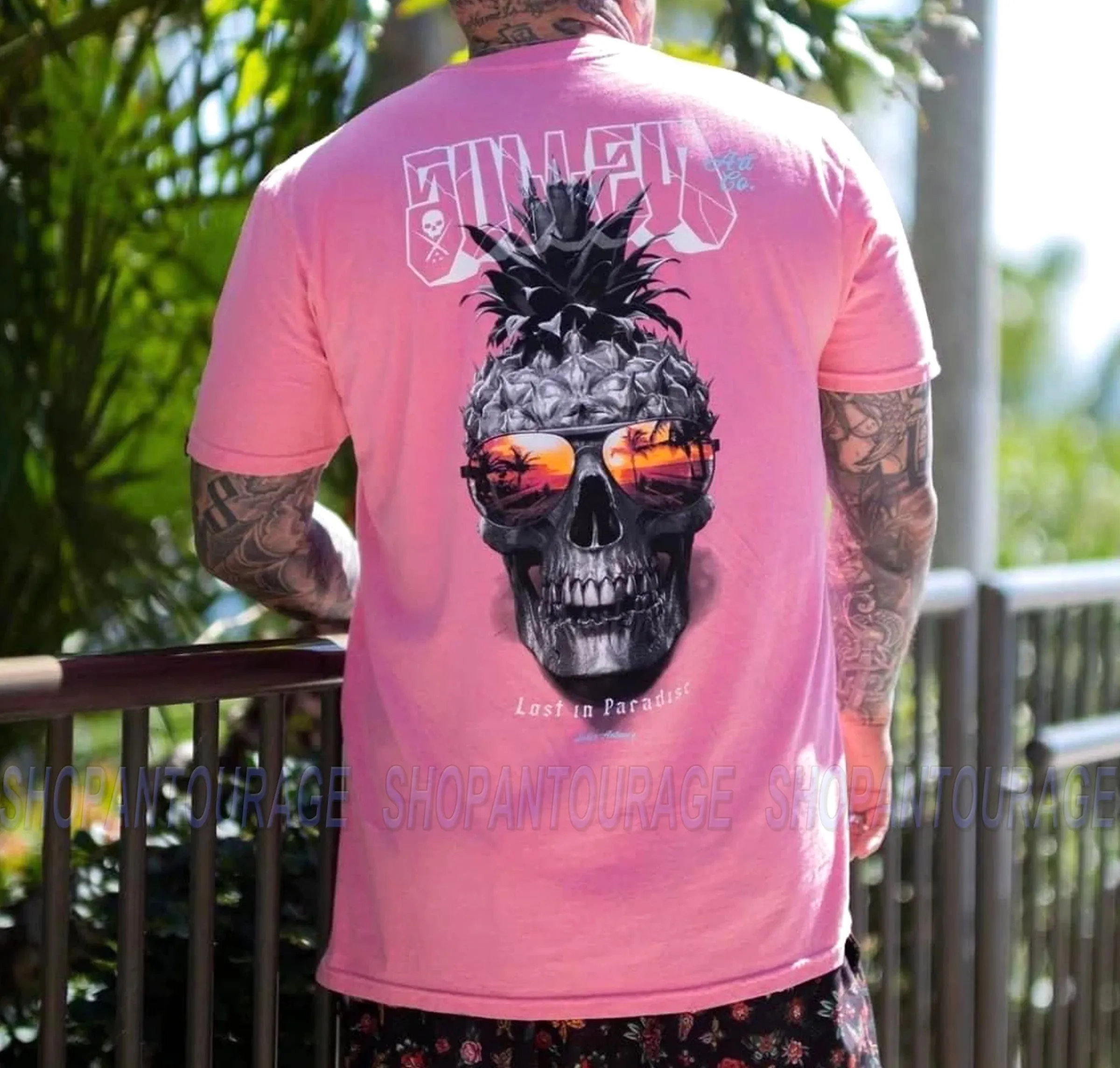 Sullen Pineapple Paradise SCM4340 Premium Short Sleeve Tattoo T-shirt for Men | 2 Colors