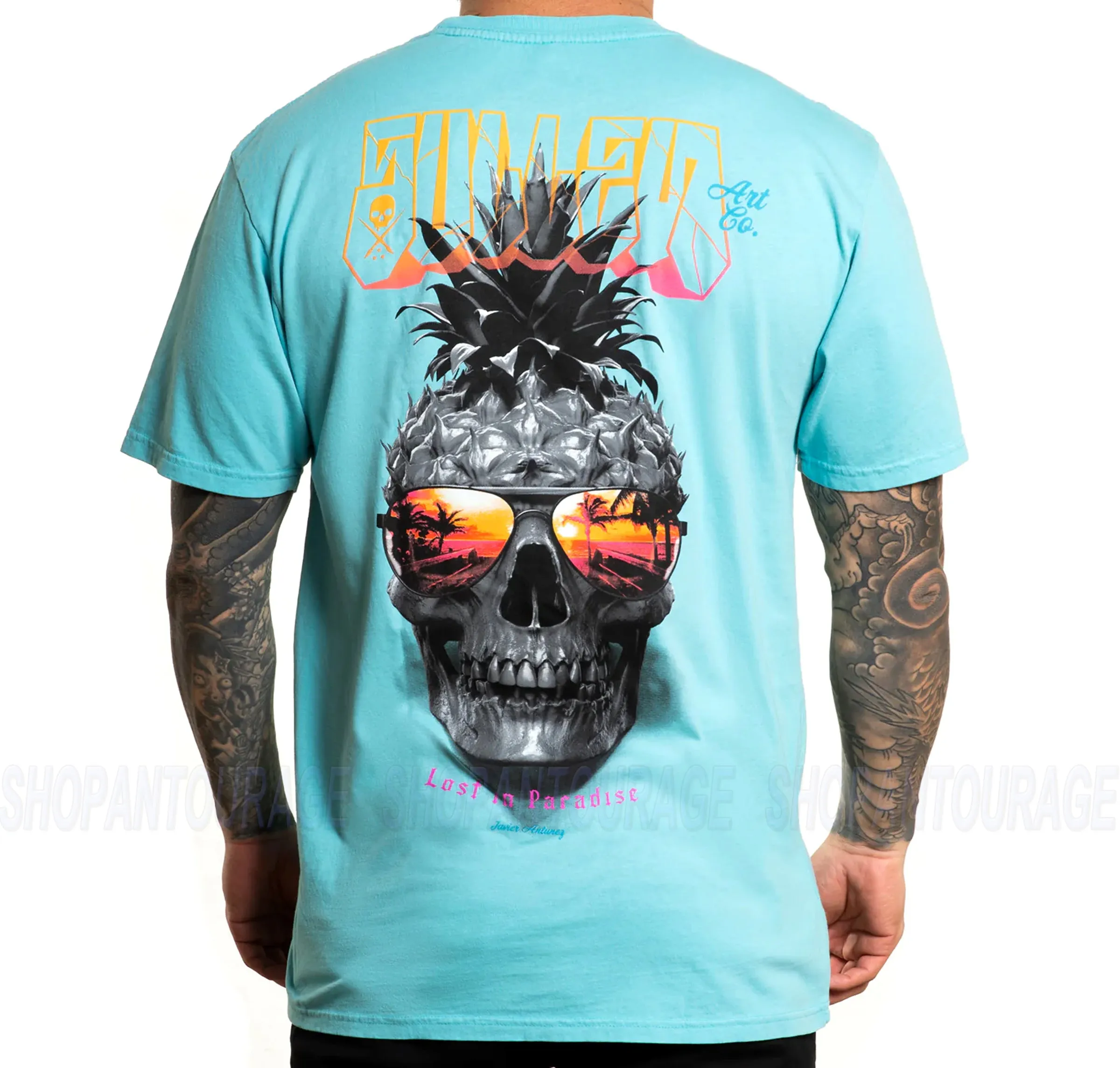 Sullen Pineapple Paradise SCM4340 Premium Short Sleeve Tattoo T-shirt for Men | 2 Colors