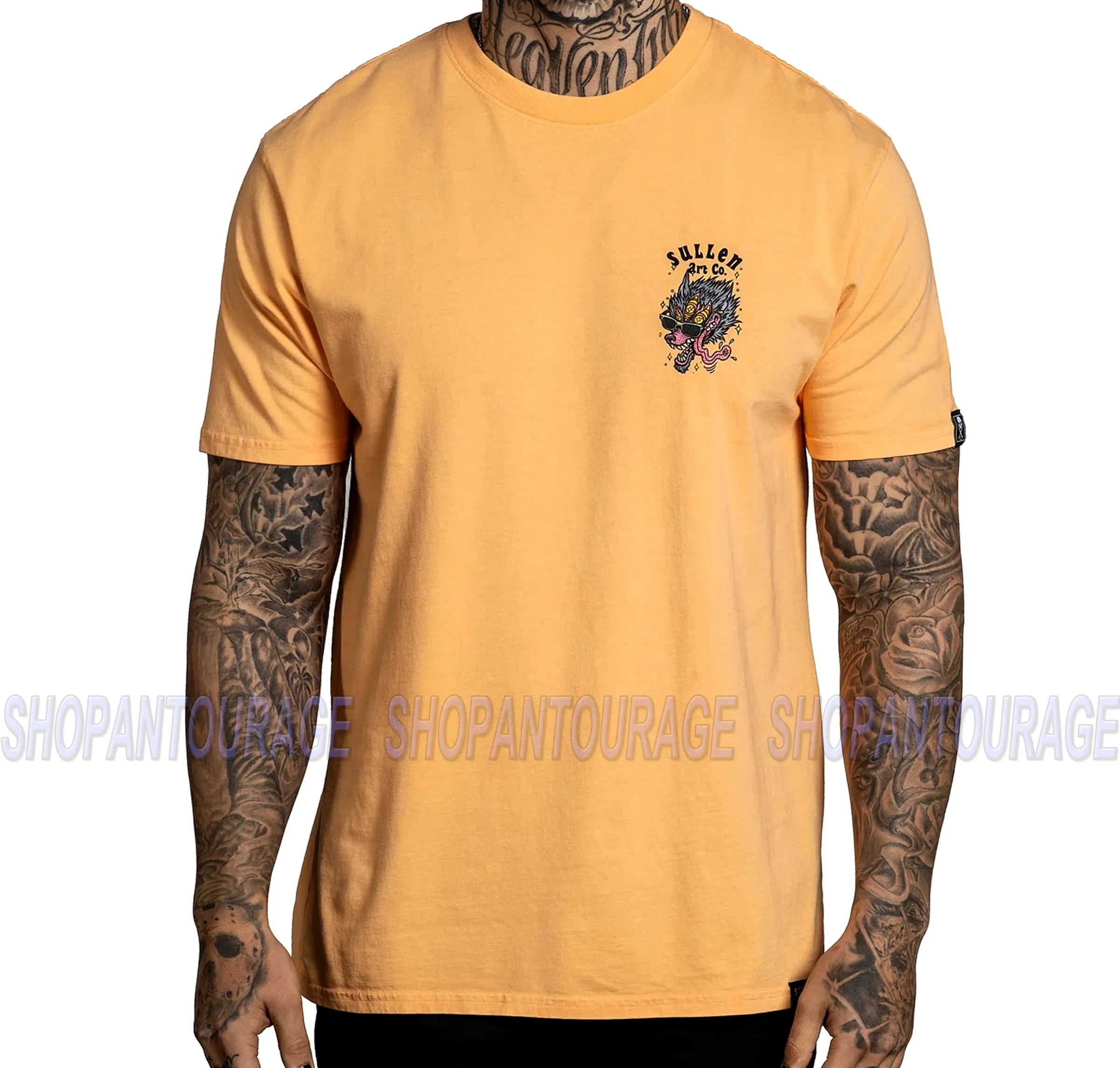 Sullen Trippin Peach SCM3243 New Short Sleeve Graphic Tattoo T-shirt For Men