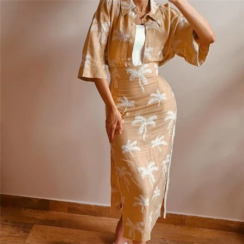 Summer Casual Woman Camel Print Short Tops Female Vintage Drawstring