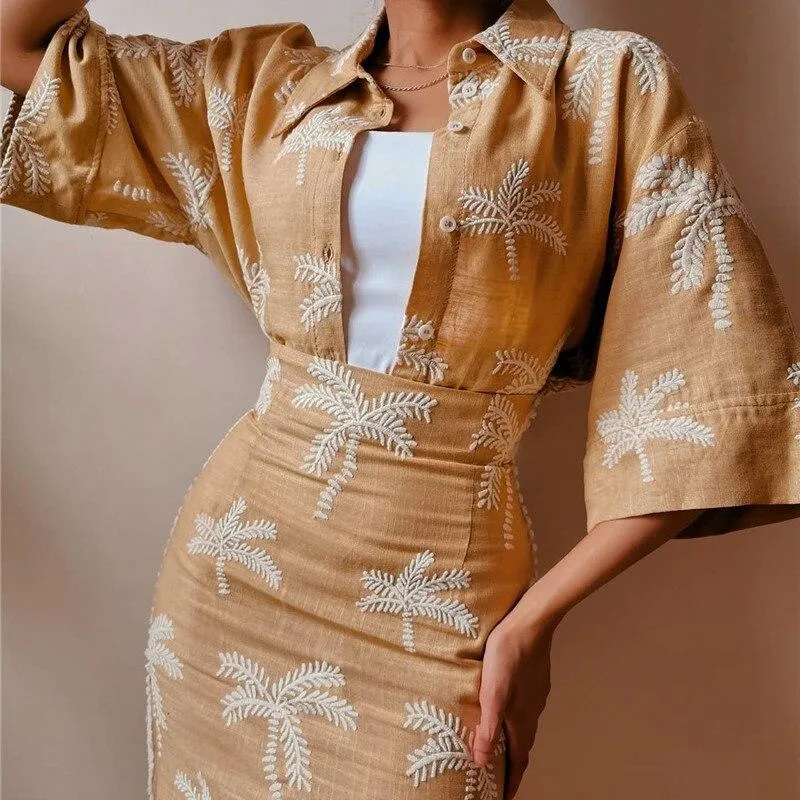 Summer Casual Woman Camel Print Short Tops Female Vintage Drawstring