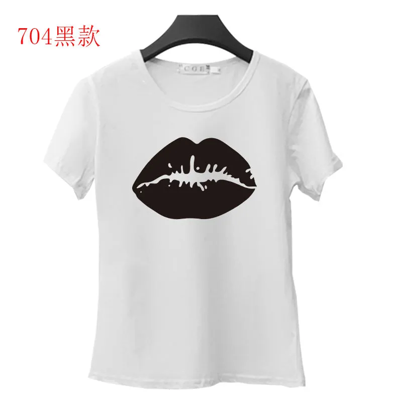 Summer White T-Shirt Slim Look Student Casual Matching Fitting Tops Short Sleeve Women T-Shirt