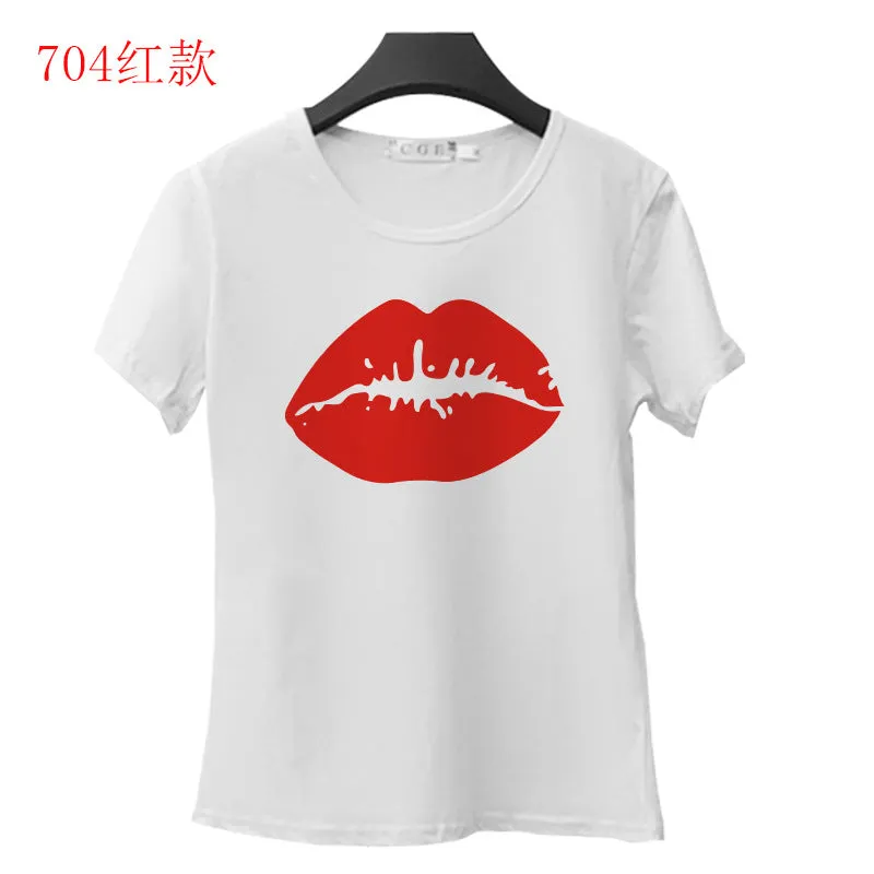 Summer White T-Shirt Slim Look Student Casual Matching Fitting Tops Short Sleeve Women T-Shirt