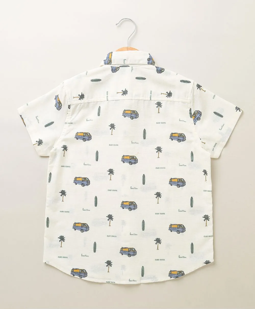 Surf School Print Cotton Linen Shirt