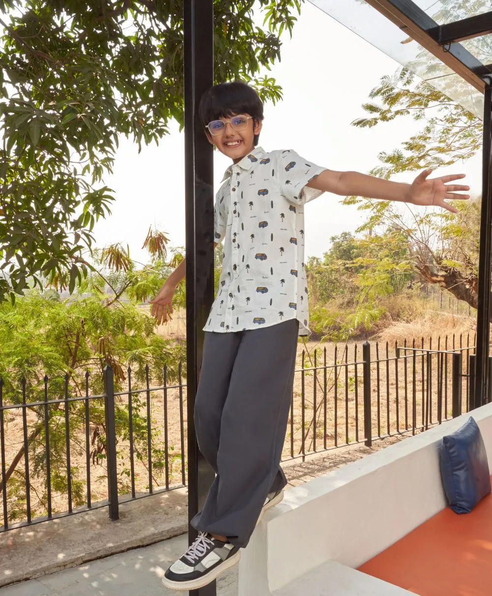 Surf School Print Cotton Linen Shirt