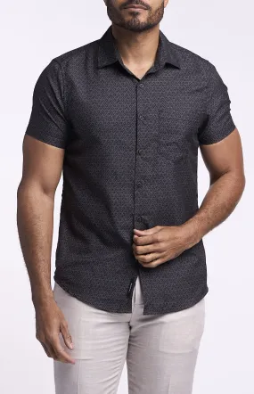 Tahari Sueded Short-Sleeve Teagan Print Shirt