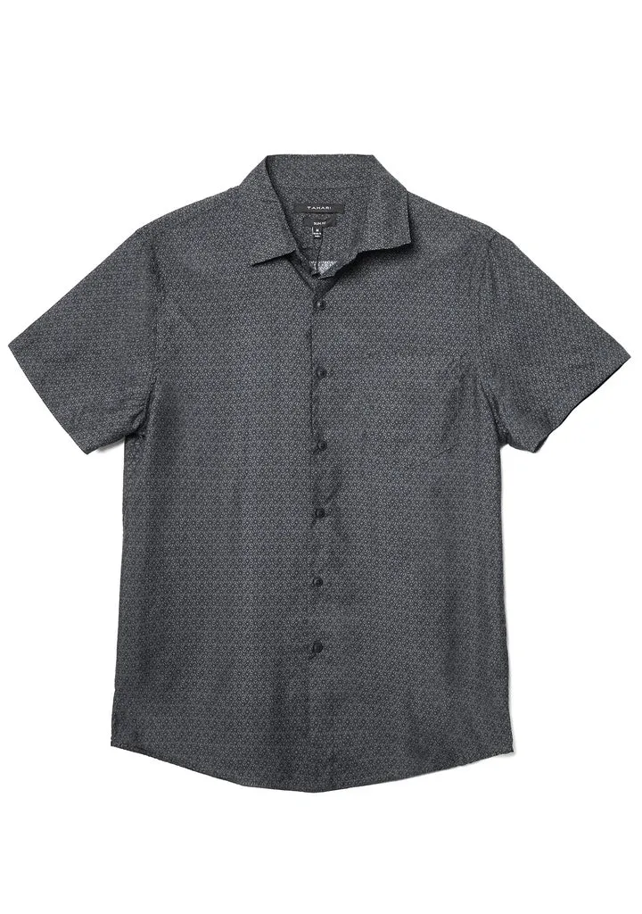 Tahari Sueded Short-Sleeve Teagan Print Shirt
